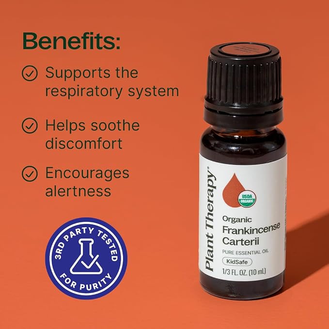 Plant Therapy Organic Frankincense Carterii Essential Oil 100% Pure, USDA Certified Organic, Undiluted, Natural Aromatherapy, Therapeutic Grade 10 mL (1/3 oz)