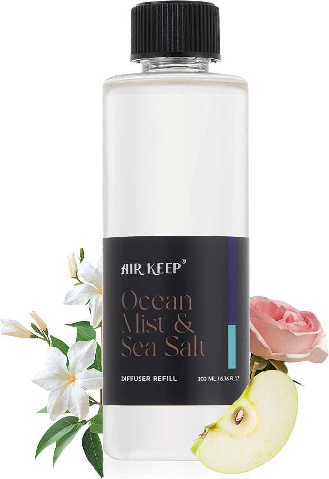 Airkeep Ocean Mist&Sea Salt Reed Diffuser Refill – 6.76 fl oz – Premium Scented Oil for Home Aromatherapy – Long-Lasting Fragrance for Reed Diffusers – Perfect for Bathroom, Bedroom & Home Decor