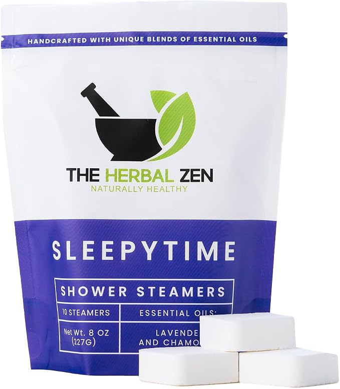 Sleepytime Lavender Shower Steamers Aromatherapy 10 Pack - Relaxing Shower Bombs with Pure Essential Oils for Relaxation and Unwinding - Spa Gifts for Women and Men - The Herbal Zen Dye-Free