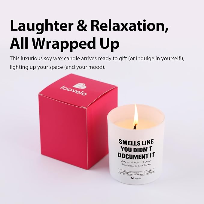 Smells Like You Didn’t Document It Funny Office Gifts for Boss Coworker HR Human Resource Scented Candle Home Office Jar Candle Soy Wax (9.5 oz, Layered Scent)