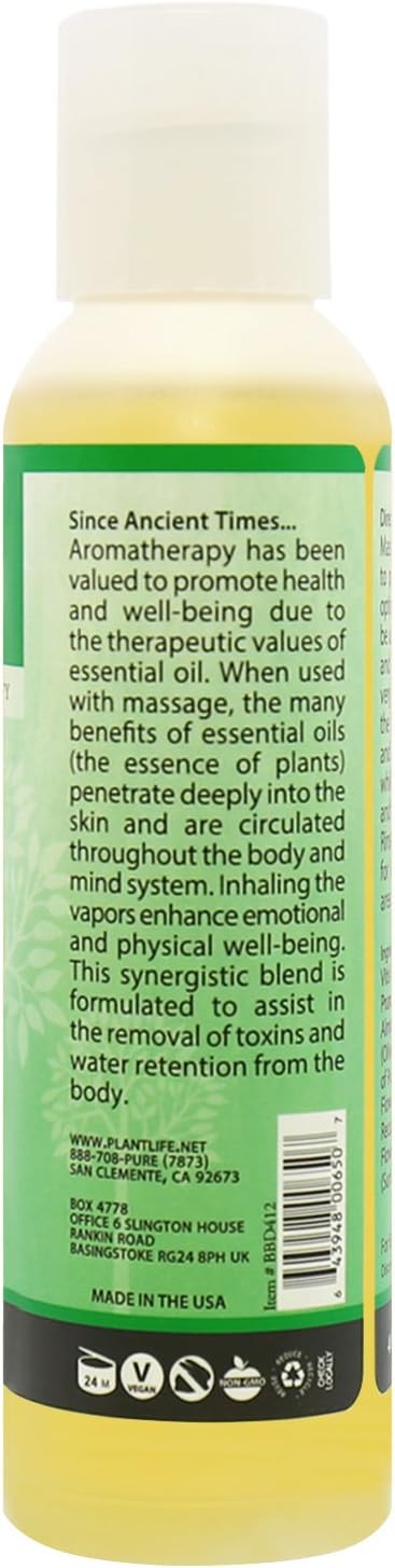 Plantlife Detox Massage Oil - Absorbs Deeply into The Skin and is Circulated Throughout, Providing Optimum Benefit to The Mind and Body - Made in California 4 oz
