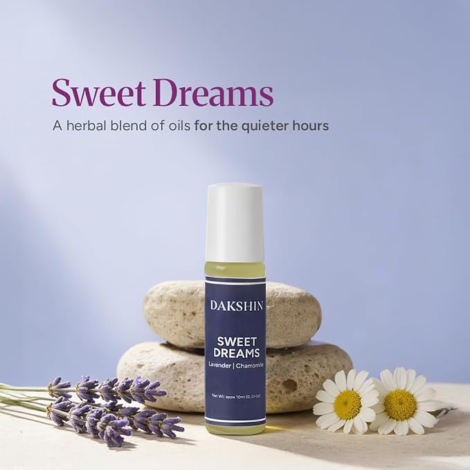 DAKSHIN Sweet Dreams Essential Oil Roll-On | Lavender, Vanilla, Chamomile & Bergamot | Naturally Calming Bedtime Aromatherapy | Cruelty-Free | 10ml