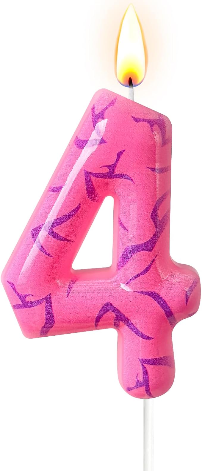 Number 4 Birthday Candle for Cake – Pink Gradient Number Candle with Mystic Rune Pattern, Decorative Cake Topper for Anniversary & Celebration