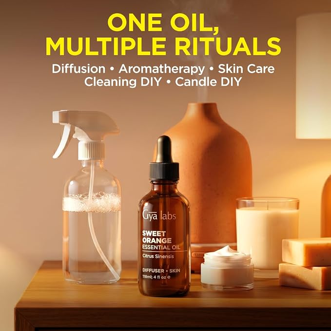 100% Pure Orange Essential Oil - 4 Fl Oz - Orange Oil for Hair, Skin, Diffuser, Aromatherapy & DIY Candle Making Scent