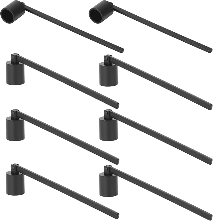 8 Pack Black Candle Snuffer, Premium Stainless Steel Wick Flame Extinguisher, 6.3 Inch Long Handle, Elegant Design for Scented Candles, Wick Snuffer for Candle Lovers