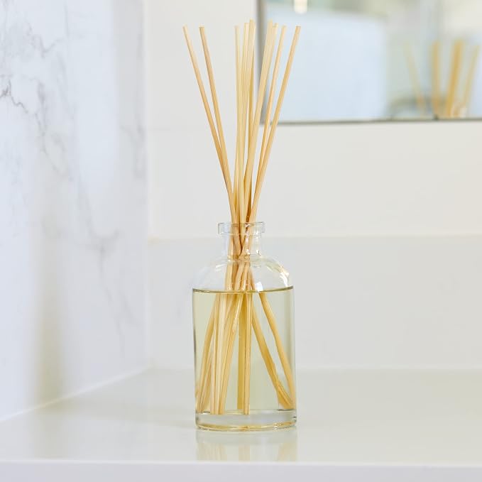 Field + Fleur - Reed Diffuser Set - Home Fragrance Diffuser - Refresh Home, Bedrooms, Bathrooms & More - Notes of Orange Blossom, Moss, Amber & Sandalwood - Made in the USA - Beach Wood Scent - 4 oz