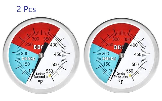 GasSaf 3 inch Charcoal Grill Temperature Gauge, Accurate BBQ Thermometer Gauge Replacement for Oklahoma Joe's Smokers and Smoker Wood Charcoal Pit, Larger Face and Wide Grill Temperature Range(2 Pcs)