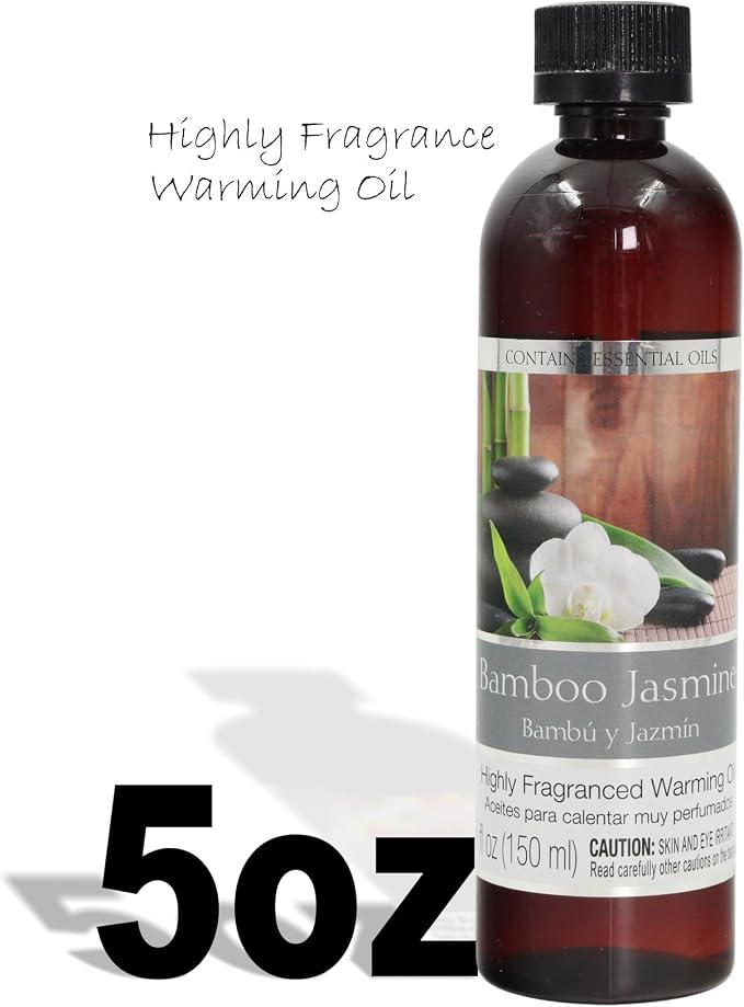 Hosley's Set of 2, 5 oz Bamboo Jasmine Fragrance Warming Oils. Ideal Gift for Weddings, spa, Reiki, Meditation, Bathroom Settings. P1