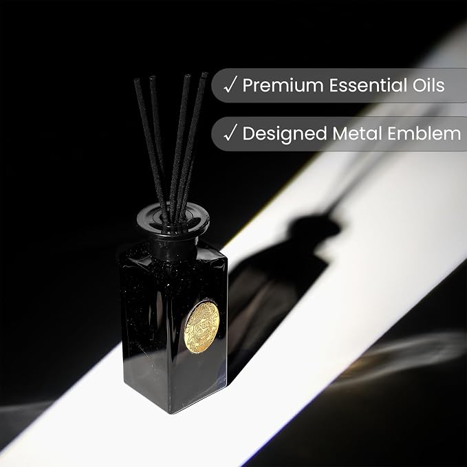 M&SENSE 6.3 oz Large Reed Diffuser Set | Oud Wood Scent Oil Diffuser with Sticks | Hotel Collection Non-Toxic Essential Oil |for Bedroom Bathroom Living Room