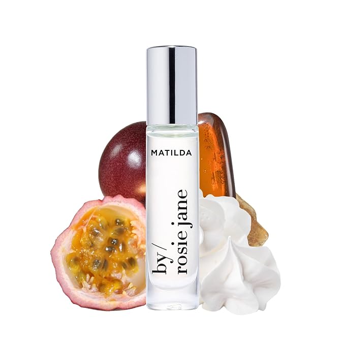 By Rosie Jane Roll On Perfume Oil (Matilda) - Clean, Non-Toxic Perfumes for Women - Long-Lasting Rollerball Perfume - Notes of Passionfruit, Sweet Meringue & Golden Musk - Vegan (7 ml)