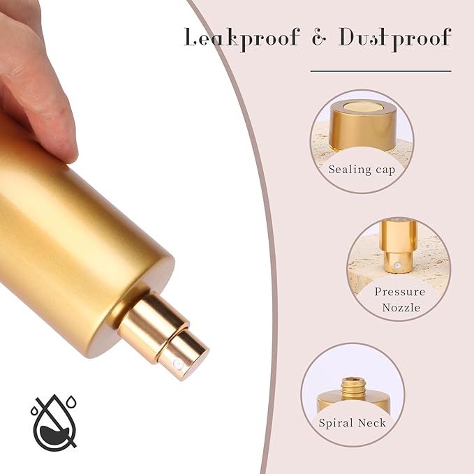 2pcs 50ml Glass Spray Bottle for Perfume,Refillable Travel Perfume Atomizer Bottles,Black&Gold Portable Cologne Atomizer Empty Bottle.(Black&Gold)