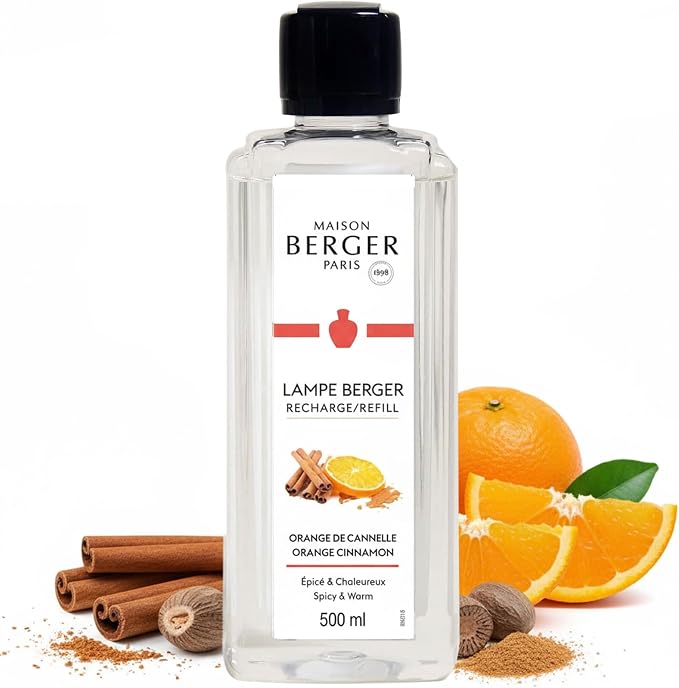 MAISON BERGER Lampe Berger Refill, 500 ml, Orange Cinnamon | Catalytic Lamp Fragrance Refill, Helps Neutralize Odors, ~80 h Fragrance Diffusion, Made in France