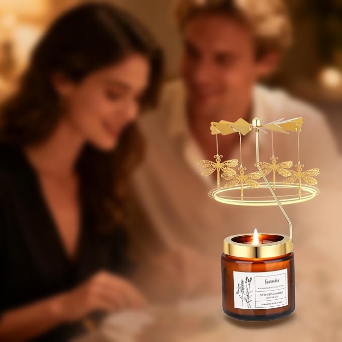 Dragonfly Candle Gifts for Women, Rotatable Lavender Scented Candle Gifts for Mom Wife Anniversary Valentine's Day Christmas, Unique Birthday Gift for Sister Girlfriend with Gift Box