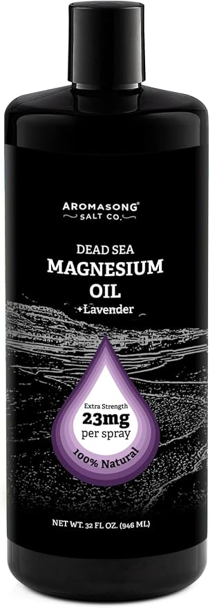Aromasong Magnesium Spray Lavender - Extra Strength (23mg in Each Spritz) 32 Oz Refill Bottle, Natural and Pure Magnesium Oil Spray - Made in The USA - for Leg Discomfort and Promotes a Calm Sleep