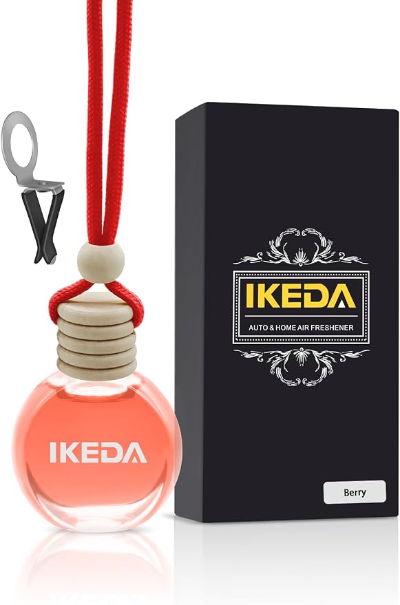 Ikeda Car Air Freshener: Hanging Car Smell Air Freshener | 10ml Hanging Car Perfume | Long Lasting Fragrance | Strong Scents Diffuser for Auto Home (Berry)