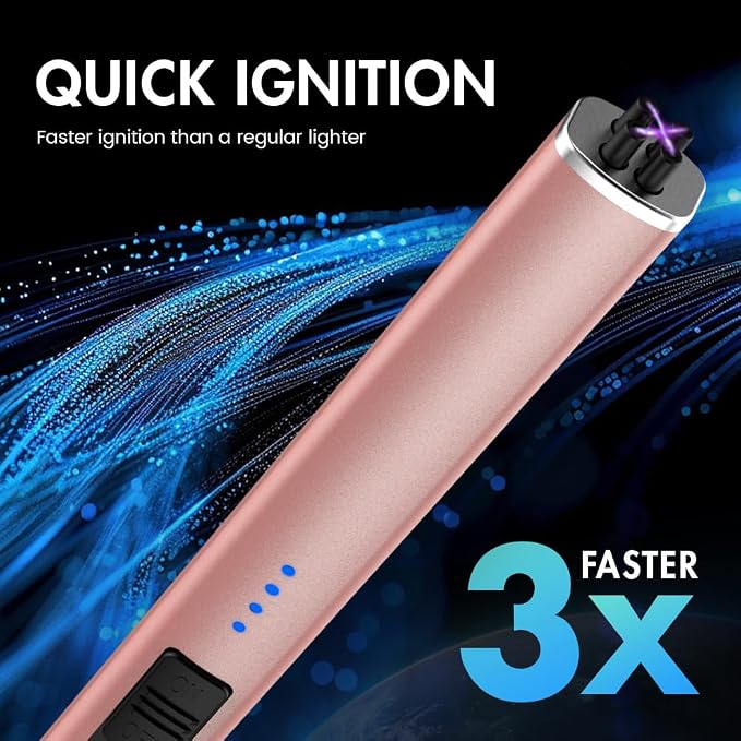 Dual Arc,Windproof Flameless Long Candle Lighter Type-C USB Rechargeable Lighter for Candles, BBQ and Fireworks