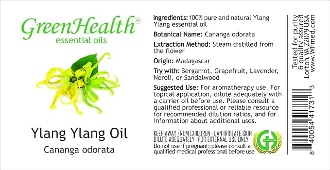 Ylang Ylang Essential Oil – 16 fl oz (473 ml) Aluminum Bottle w/Plug Cap – 100% Pure Essential Oil – GreenHealth