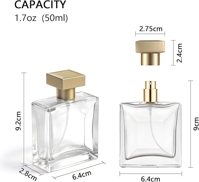 50ml Clear Glass Perfume Sprayer | Refillable, Travel Atomizer