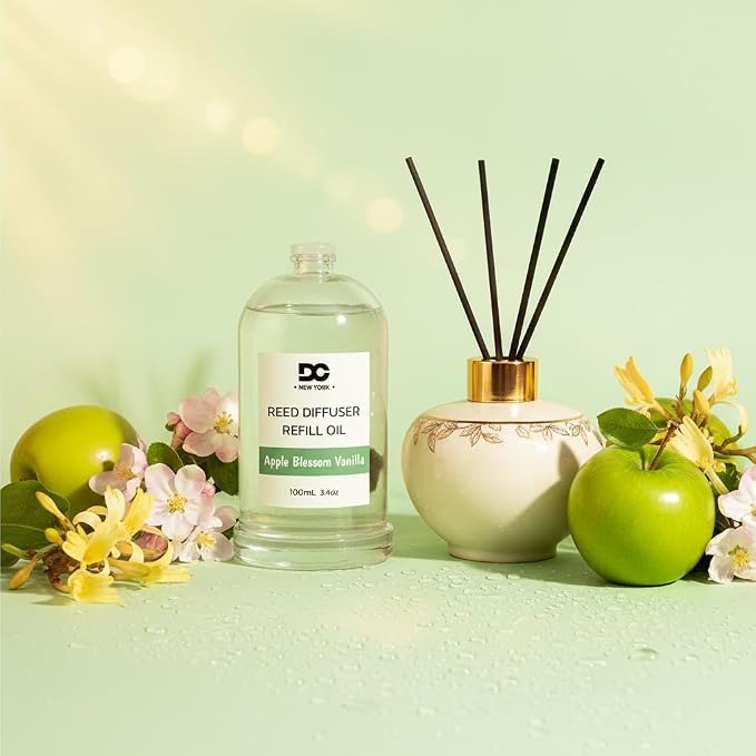Daniella's Candles Apple Blossom Vanilla Reed Diffuser Refill Oil, 3.4oz/100ml, Premium Fragrance Oil, Home Fragrance, Oil for Reed Diffusers, Long Lasting