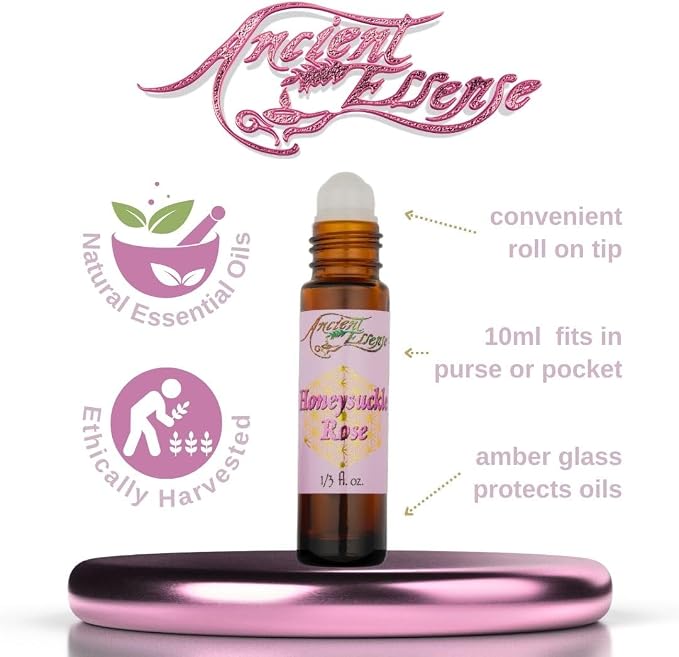 Ancient Essence Honeysuckle Rose Blend of Honeysuckle Rose Amber Brings Sense of Positivity Joy Calming & Relaxing (1/3 FL OZ)