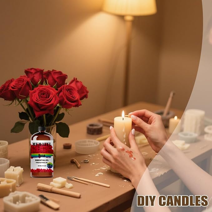 Rose Essential Oil, Rose Oil 16 Fl Oz 480ML for Diffuser Humidifier Yoga Cleaning DIY Candle Soap Making MUMAZYL Essential Oils