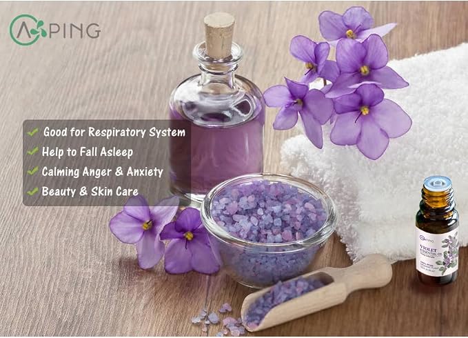 Violet Essential Oil - 100% Pure Organic Natural Plant (Viola odorata) Violet Oil for Diffuser, Aroma, Spa, Massage, Yoga, Perfume, 0.33oz