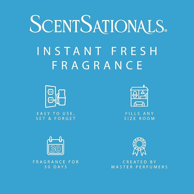 Scentsationals Plug in Air Freshener Starter Set – Swivel Plug Fragrance Oil Diffusers & 2 Long Lasting Scent Refills - Bubbles Scent