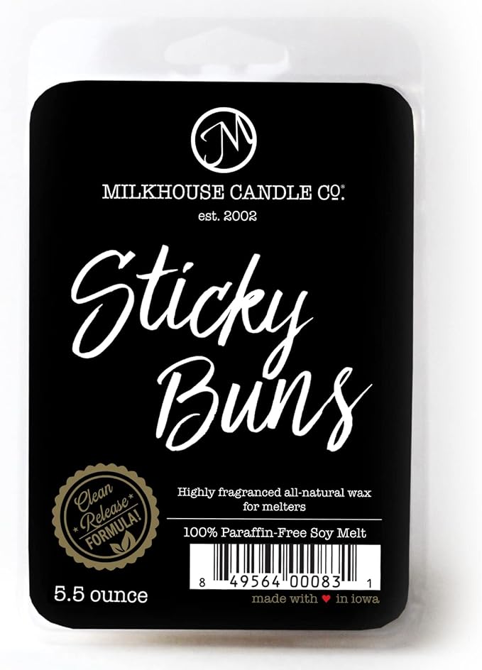 Milkhouse Candle Company Sticky Buns Soy Wax Melts - Cinnamon | Buttery Dough | Vanilla Sugar Scented - 5.5 oz, Hand-Poured, Made in the USA
