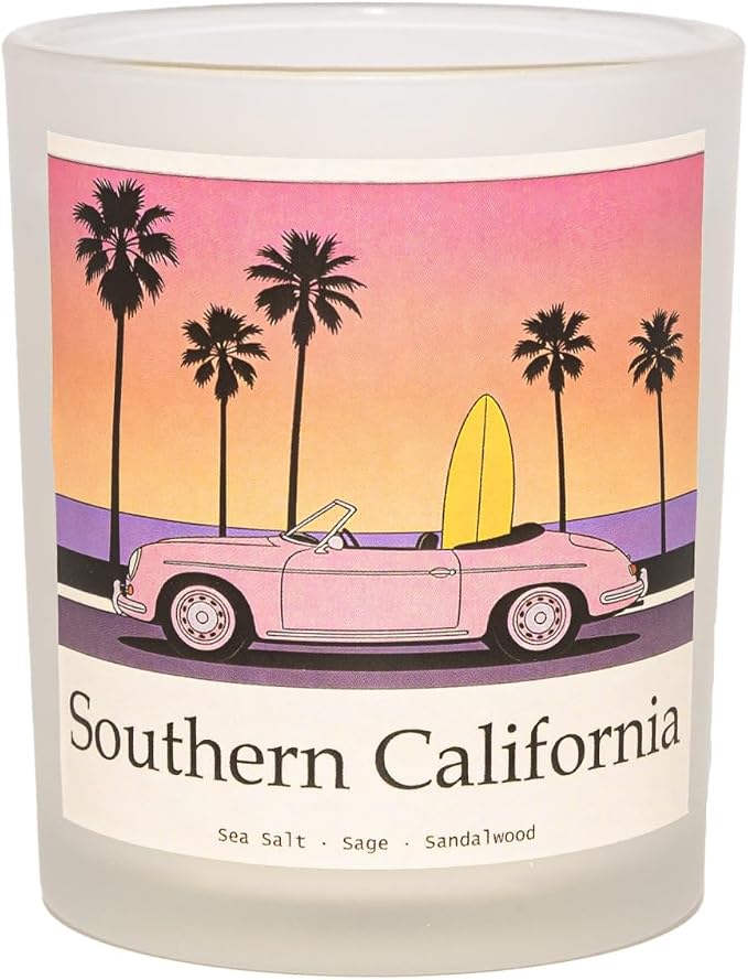 SoCal Sunset Scented Candle, Sea Salt & Sage & Sandalwood, Southern California Gifts, California Gifts, Coastal California Souvenirs, 100% Soy Wax, 7OZ