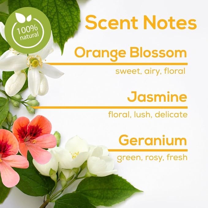 Scent Fill 100% Natural Orange Blossom Plug in Air Freshener, Scented Oil Refills, 2 Refills + Diffuser