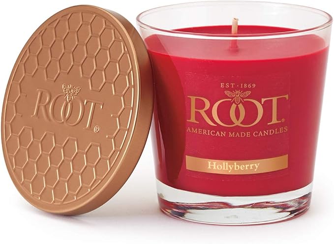 Root Candles Holiday Scented Candles Honeycomb Veriglass Premium Handcrafted Beeswax Blend Candle, Small, Hollyberry