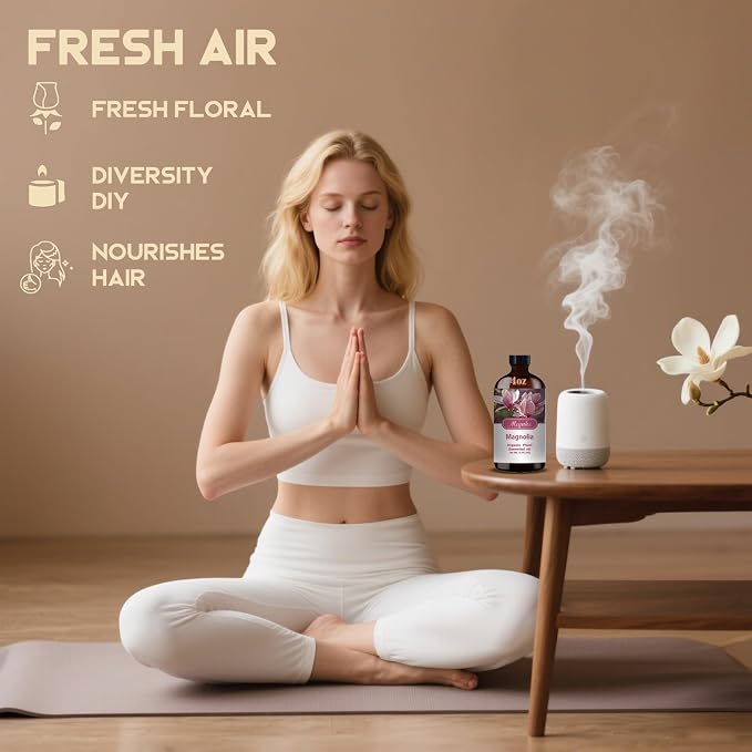 Magnolia Essential Oil, Magnolia Oil for Diffuser, Humidifier, Massage, DIY Candle, Soap, Yoga, Relaxation, Gift Ready,Magnolia Fragrance Oil - MLYNKL Essential Oils (4.33 fl oz / 130ml)
