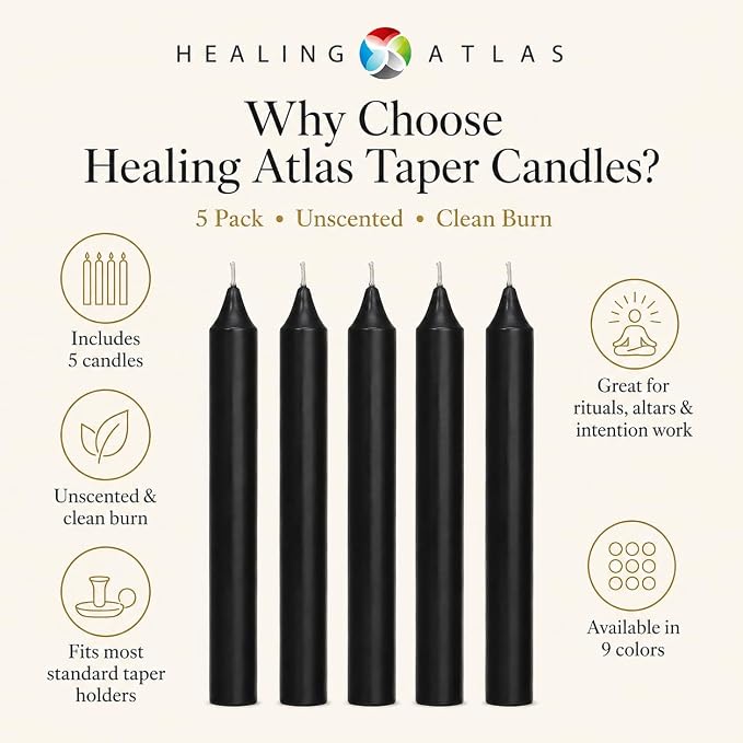 Black Spell Candles 6 Inch – 5 Pack Ritual Chime Candles for Wicca, Santeria, Altar, Prayer, Meditation, Manifestation & Spiritual Cleansing Black