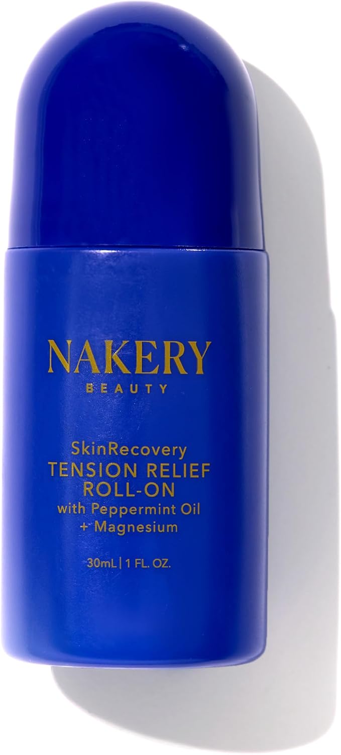Nakery SkinRecovery Tension Relief Roll-On, Magnesium Roll On with Peppermint Oil for Headache Relief, Stress Support, Muscle Pain Relief, Aromatherapy Cooling Applicator Stick (1 Fl Oz)