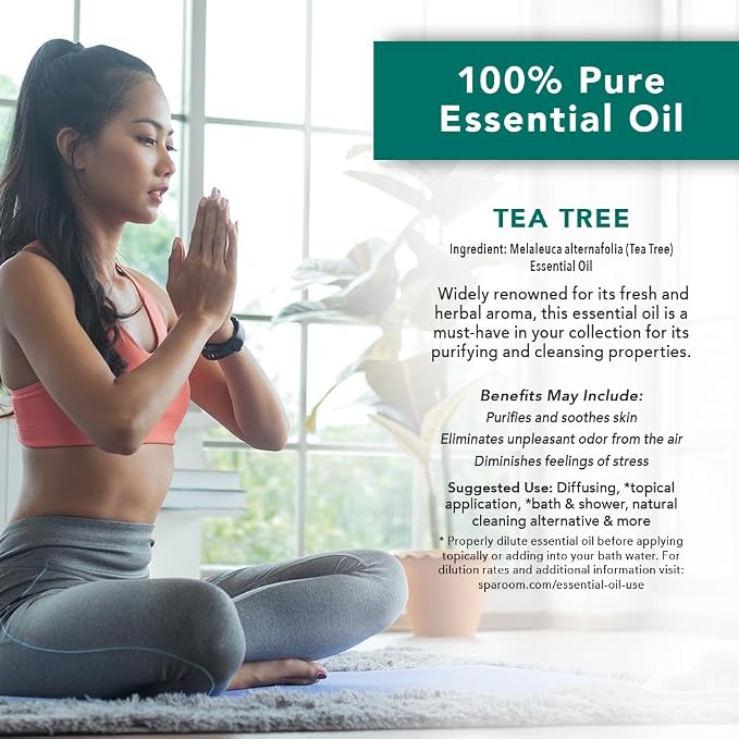 SpaRoom Aromatherapy 100% Pure Undiluted Essential Oil, Purify Tea Tree, 10 mL