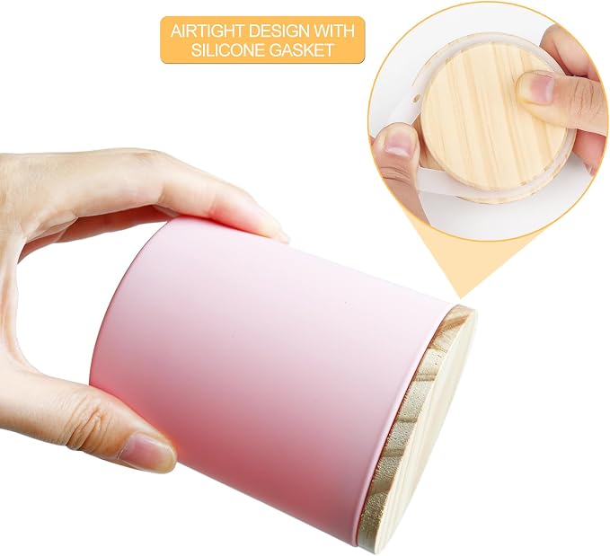 SHOWIN 8 OZ Thick Candle Jars for Making Candles 15 Pcs, Empty Jars with Wood Lids for Candle Making, Sample Container, Matte Pink