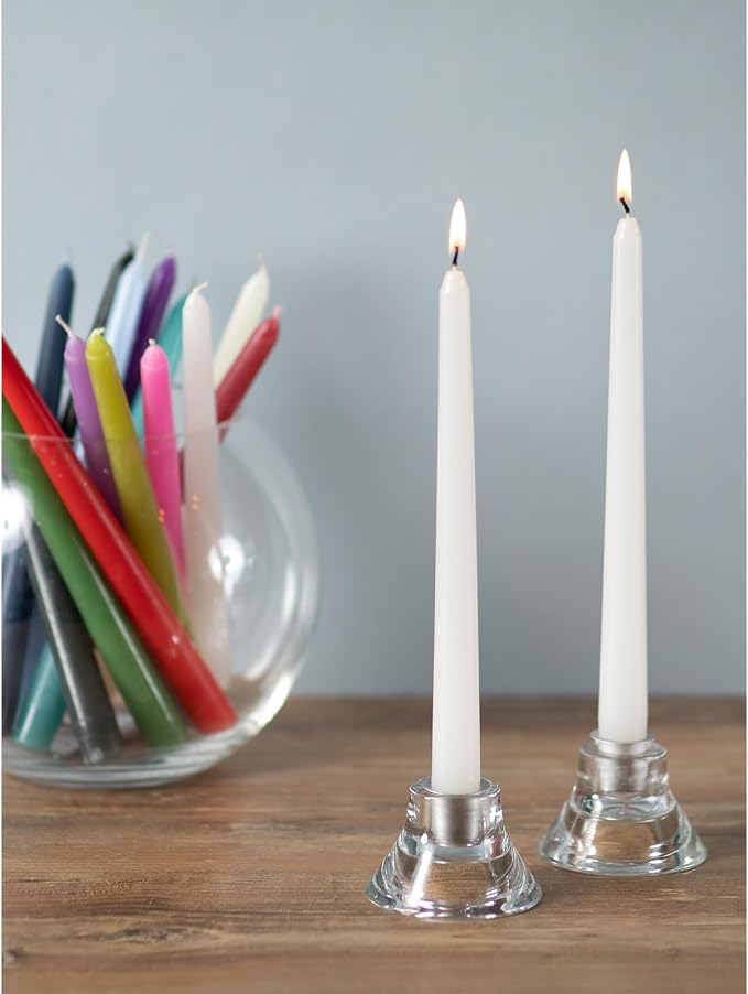 CANDWAX 8 inch White Taper Candles Set of 4 - Unscented Dripless Tapers - Smokeless Christmas Tapers - 6 Hours Burning Time Tapered White Candlesticks - Christmas Candle Sticks