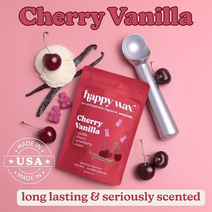 Happy Wax Fruity Favorites Mix Premium Scented Natural, Non Toxic Soy Wax Melts – 6 Total Oz. of Scented Wax Melts Includes: Cherry Vanilla, Grapefruit Mangosteen and Sun-Ripened Berries
