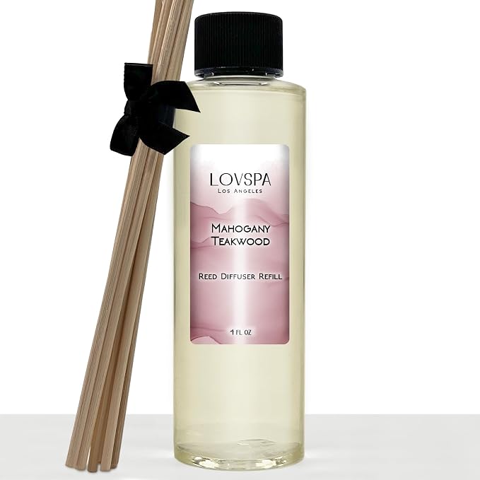 Mahogany Teakwood Diffuser Oil - Luxury Essential Oils for Diffuser Refill & Air Freshener Room Spray - Long-Lasting & Natural Home Fragrance, Scented Oil for Diffusers, USA Made, 4oz