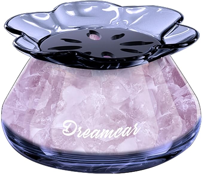 Glass Essential Oil Diffuser Bottle with Natural Crystal Stone Passive Aromatherapy Diffusers for Car Home Small Room Bathroom Living Room Hallway Desk Decorative (Pink Stone)