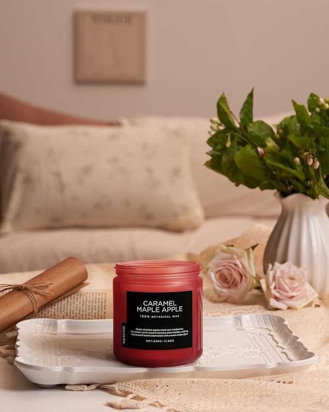 M&SENSE Caramel Apple Valentine Scented Candles for Home, Long Lasting 70 Hours Natural Soy Wax Clean Non Toxic Large 11.6oz 2 Wicks Candle Gifts for Easter Holiday Birthday Housewarming