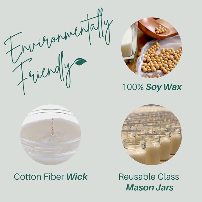 Nika's Home Eucalyptus Soy Candle - 12oz Mason Jar - Non-Toxic - Hand Poured in The USA, Long Burning 50-60 Hours Highly Scented All Natural, Clean Burning