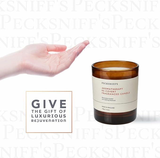 Pecksniff's Aromatherapy Re-Covery Candle - Uplifting Patchouli & Juniper Scent, 150g - Perfect for Relaxation & Well-Being