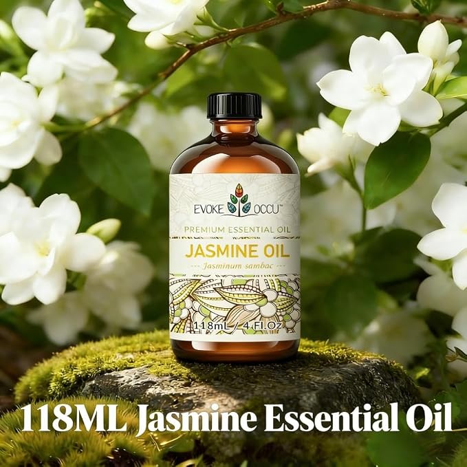 EVOKE OCCU Jasmine Essential Oil for Cleaning, Air Freshening, Relaxing, Add to Spray and Diffuser - 4 Fl Oz