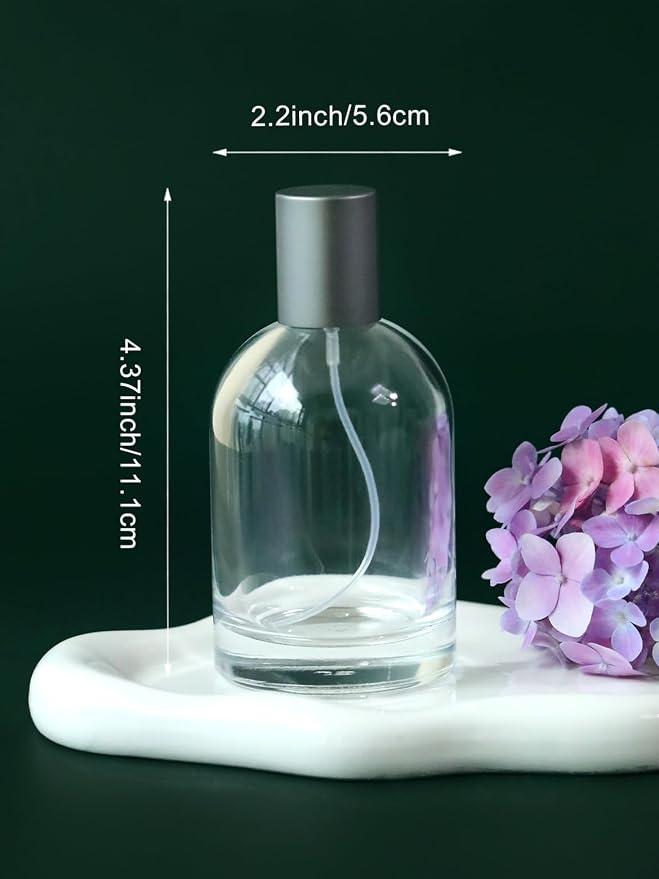 100ml/3.4 Oz Glass Spray Bottle Perfume Atomizer,Empty Travel Refillable Perfume Spray Bottle with 3 Kinds of Dispenser (Clear Glass, 100ml)