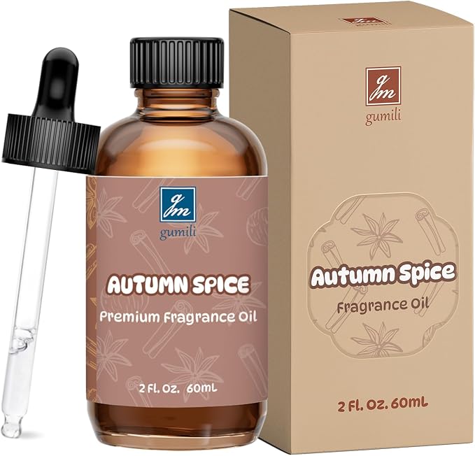 GM Gumili Autumn Spice Fragrance Oil 2 Oz, Natural Scent Oil for Home Essential Oils Diffuser, Candle Making, Soap Making, DIY Body Oils, Perfume, Body Mist, Spray - Spicy Fall Scent