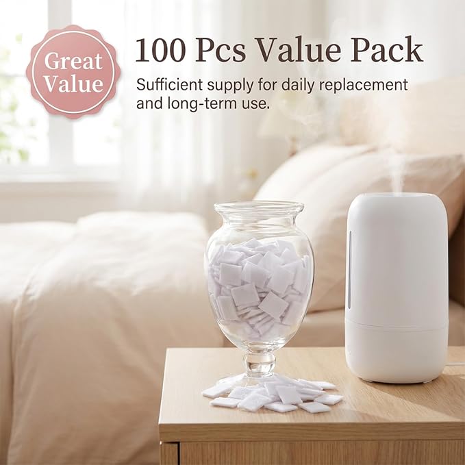 100 Pack Unscented Aroma Pads Aroma Oil Refill Pads White Aromatherapy Perfume Diffusers Microfibre Humidifier Pad Replacement for Home Electronic Equipment Locket Scent Ball Plug-in Diffuser
