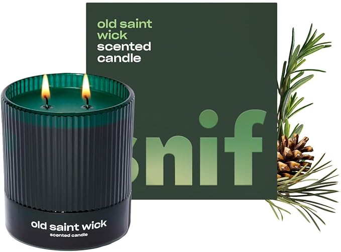 Old Saint Wick Scented Holiday Candle by Snif, Woody, Aromatic, Fir Scent, 50+ Hours, 100% Cotton Fiber Wicks, Soy Wax Blend, Non-Toxic, Vegan, 8.5oz