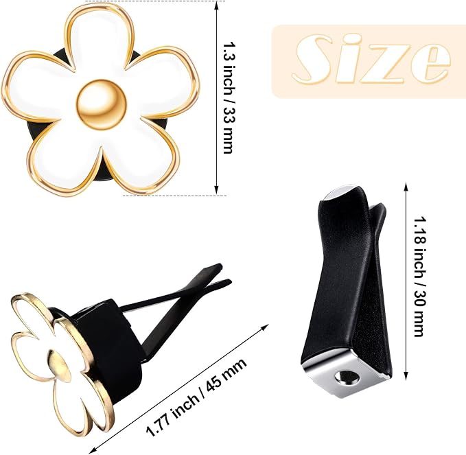 Frienda 6 Pcs Daisy Flower Air Vent Clip Accessories Air Conditioning Outlet Clip Car Air Freshener Dashboard Accessories Charm Car Inter Decor(3 cm, 3.3 cm,Red, White, Black)