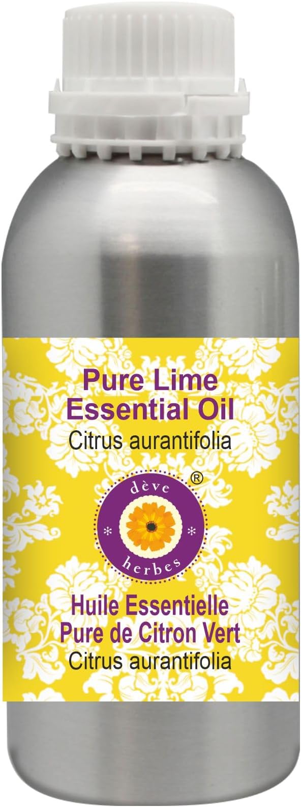 Deve Herbes Pure Lime Essential Oil (Citrus aurantifolia) Steam Distilled 630ml (21 oz)